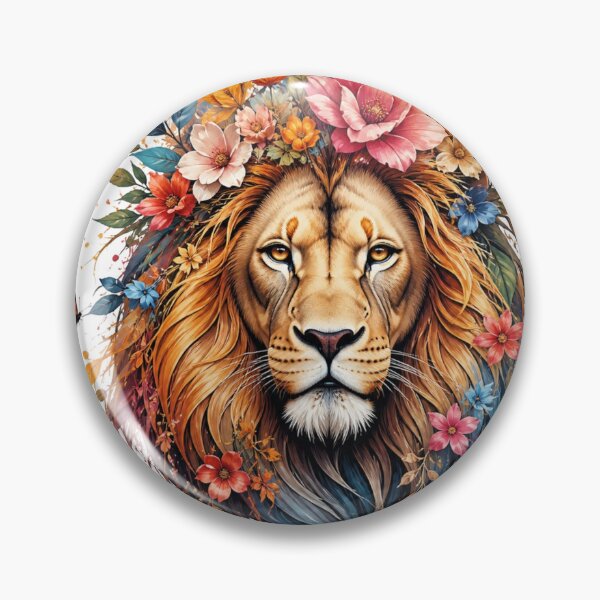 Item preview, Majestuoso león floral en acuarela, arte de la naturaleza designed and sold by InkNovaLab.