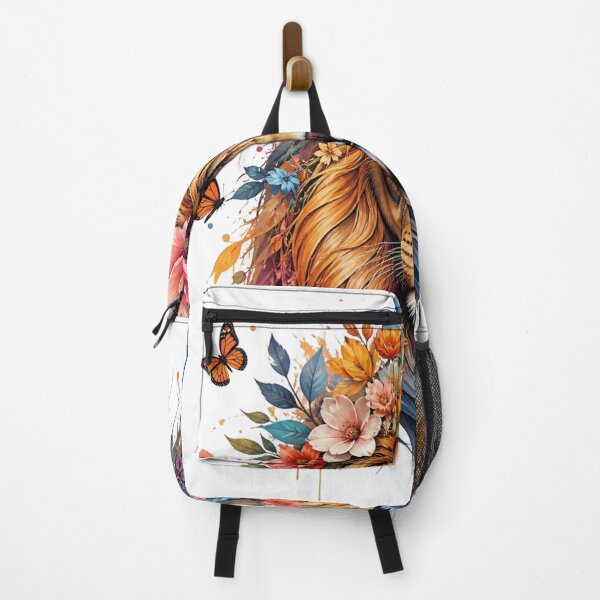 Item preview, Majestic Lion Floral Watercolour Nature Art designed and sold by InkNovaLab.