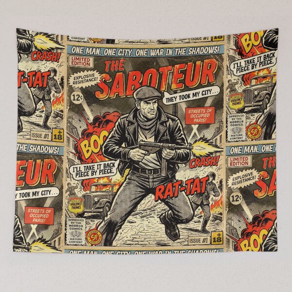 Item preview, The Saboteur Vintage Retro Comic Cover Art designed and sold by Back2Collage.