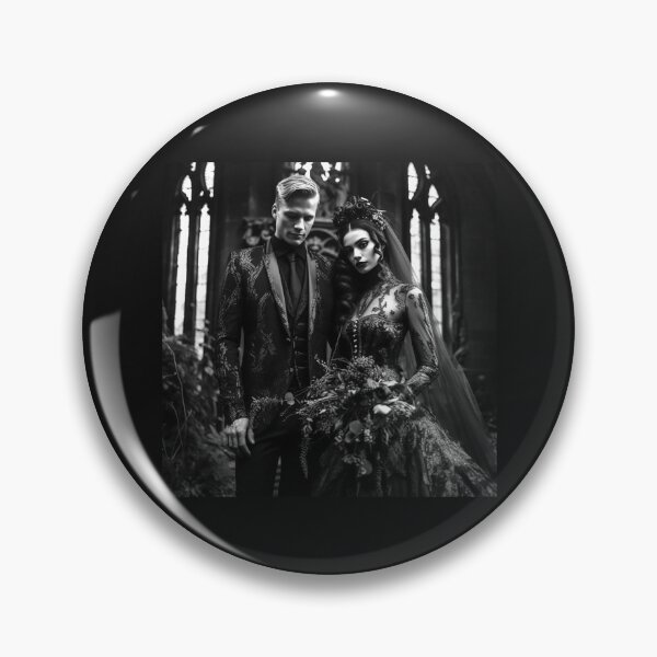 Item preview, Gothic Wedding Couple Portrait | Black and White Dark Romance Art designed and sold by inkoutninja.