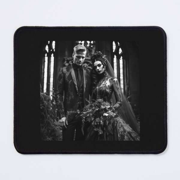 Item preview, Gothic Wedding Couple Portrait | Black and White Dark Romance Art designed and sold by inkoutninja.