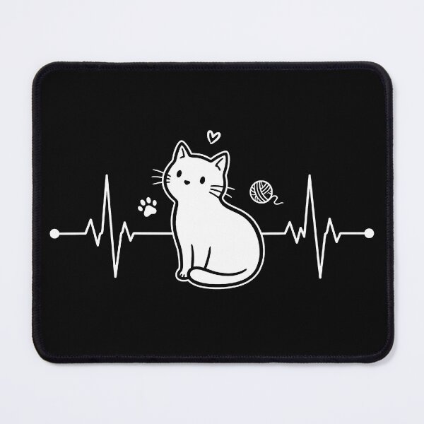Item preview, Cat Heartbeat Minimalist Line Drawing designed and sold by WhiteInkMinimal.