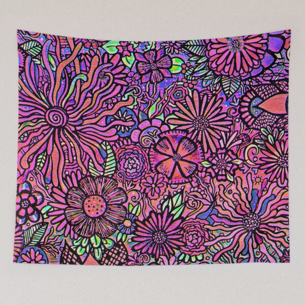 Item preview, FREYJA: Electric Garden- Vibrant Maximalist Hand-Drawn Floral Art designed and sold by Bloom Theory.