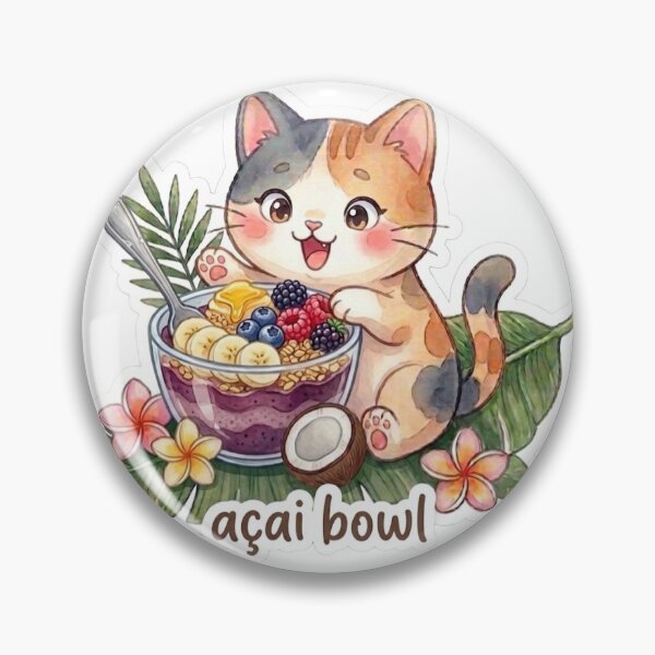 Item preview, Kawaii Cat Açaí Bowl - Healthy Hawaiian Tropical Fruit designed and sold by LaniDigitalNook.