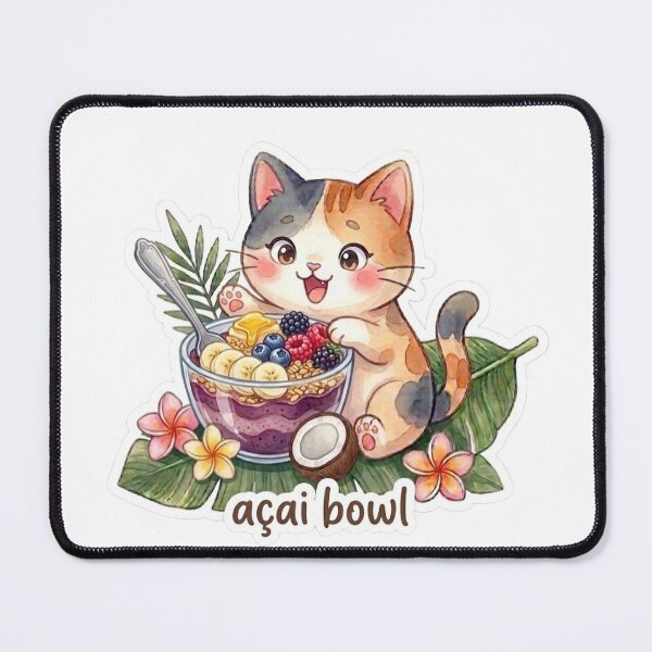 Item preview, Kawaii Cat Açaí Bowl - Healthy Hawaiian Tropical Fruit designed and sold by LaniDigitalNook.
