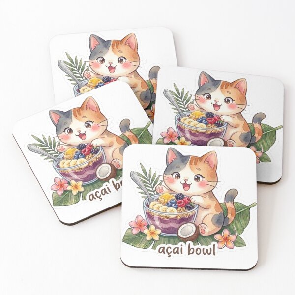 Item preview, Kawaii Cat Açaí Bowl - Healthy Hawaiian Tropical Fruit designed and sold by LaniDigitalNook.
