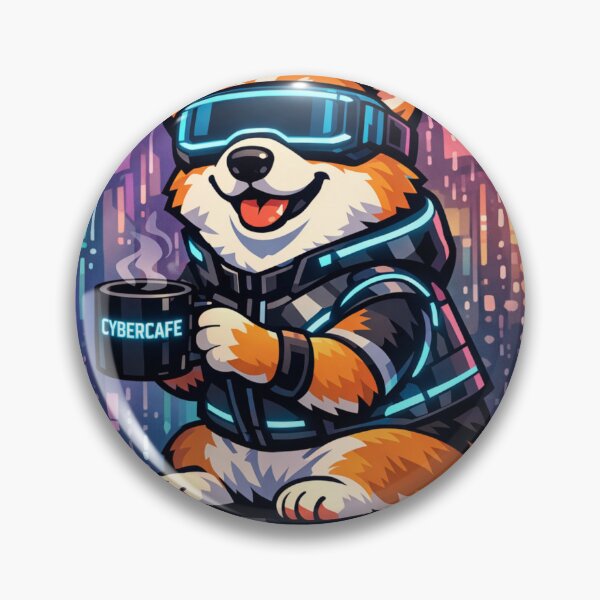 Artikelvorschau, CyberCorgi Metaverse Café Neon VR-Brille Lustiger Technik-Hund entworfen und verkauft von tineldesign.