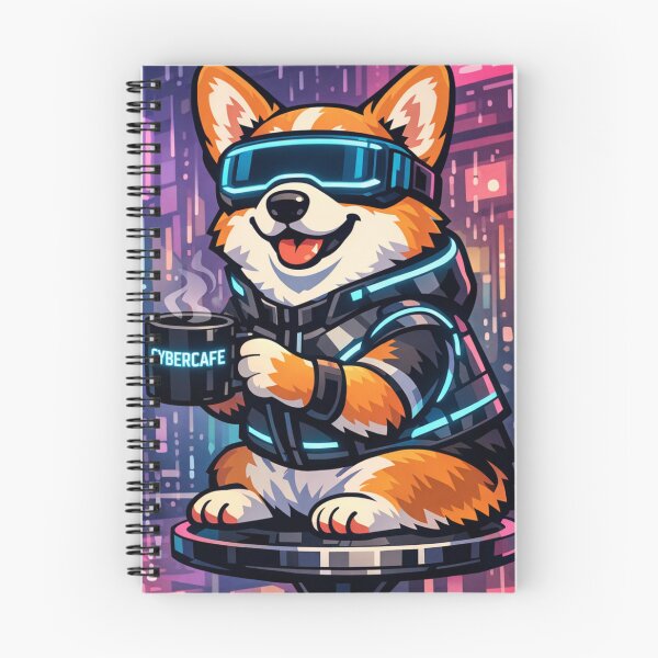 Item preview, CyberCorgi Metaverse Cafe Neon VR Goggles Funny Tech Dog designed and sold by tineldesign.