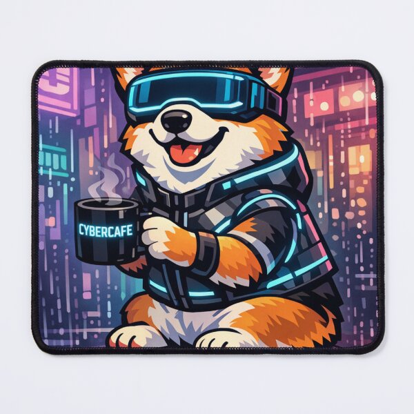 Item preview, CyberCorgi Metaverse Cafe Neon VR Goggles Funny Tech Dog designed and sold by tineldesign.