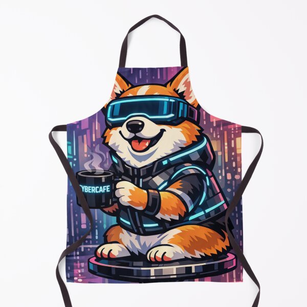 Item preview, CyberCorgi Metaverse Cafe Neon VR Goggles Funny Tech Dog designed and sold by tineldesign.