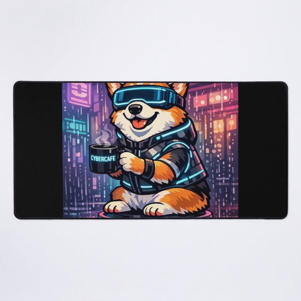 Item preview, CyberCorgi Metaverse Cafe Neon VR Goggles Funny Tech Dog designed and sold by tineldesign.