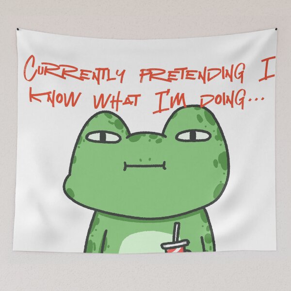Item preview, "Currently pretending I know what im doing" cute frog design designed and sold by Sarah-Smash.