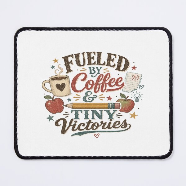 Item preview, Fueled by Coffee & Tiny Victories Retro Motivation | Cozy Productivity Aesthetic Positive Vibes Art designed and sold by Bright Nest Studio.