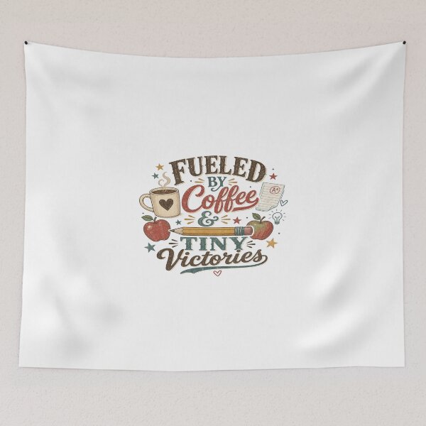 Item preview, Fueled by Coffee & Tiny Victories Retro Motivation | Cozy Productivity Aesthetic Positive Vibes Art designed and sold by Bright Nest Studio.