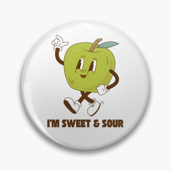 Item preview, Retro Apple Mascot – "I'm Sweet & Sour" Vintage Cartoon Tee designed and sold by GoodBaguette.