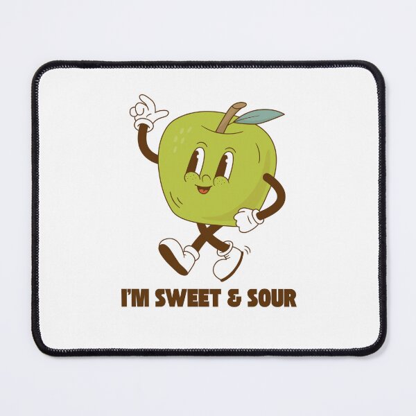 Item preview, Retro Apple Mascot – "I'm Sweet & Sour" Vintage Cartoon Tee designed and sold by GoodBaguette.