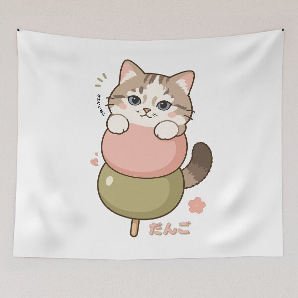 Item preview, Dango Cat Kawaii Cute Japanese Mochi Cat Illustration designed and sold by Muri Neko.