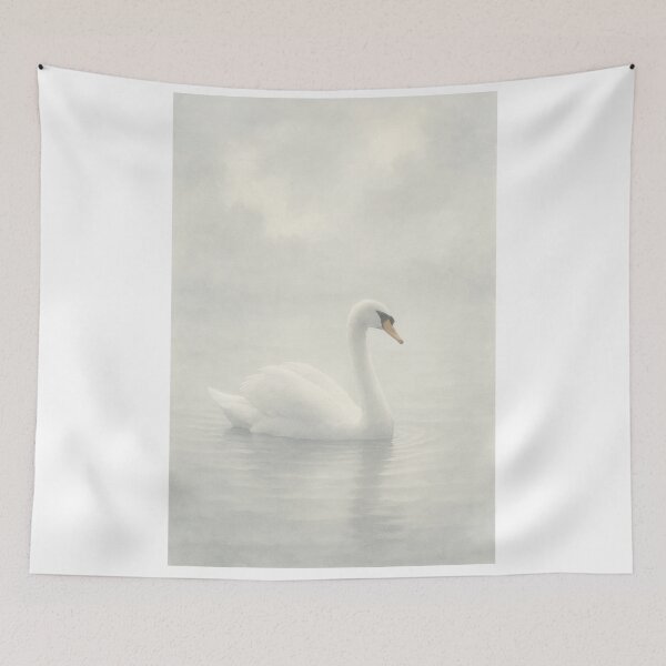 Item preview, Misty Swan — Serene White Swan on a Calm Lake, Soft Ethereal Nature Art designed and sold by Mindful Heritage.
