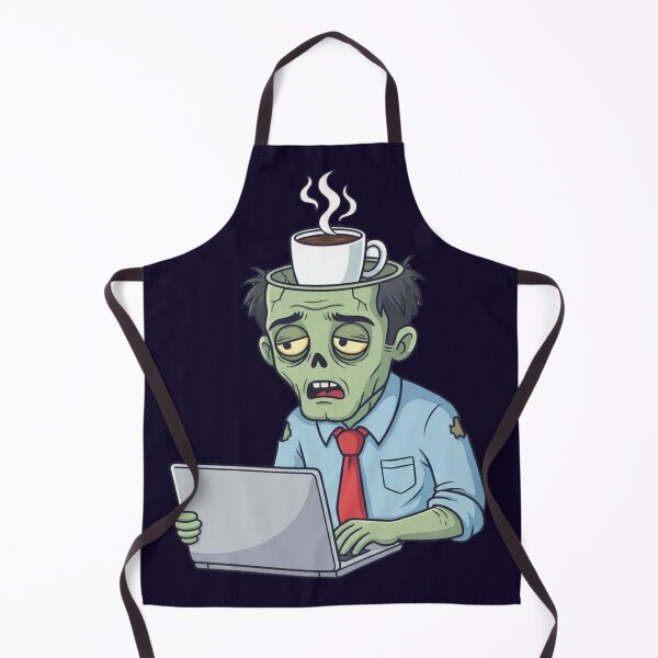Item preview, Exhausted Office Zombie with Coffee and Laptop designed and sold by ChaosNest.