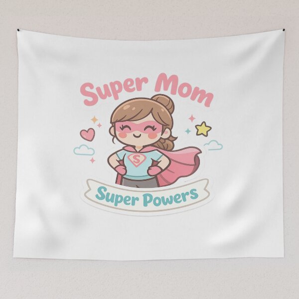 Item preview, Super Mom Sticker — Mothers Day Gift Superhero Mom Kawaii Cape Cute Mother Appreciation Decal designed and sold by CosyCush.