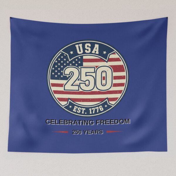 Item preview, USA 250 Years Celebrating Freedom - Est. 1776 Sestercentennial Anniversary Round Badge Tshirt designed and sold by MojNetSerwis WWK.