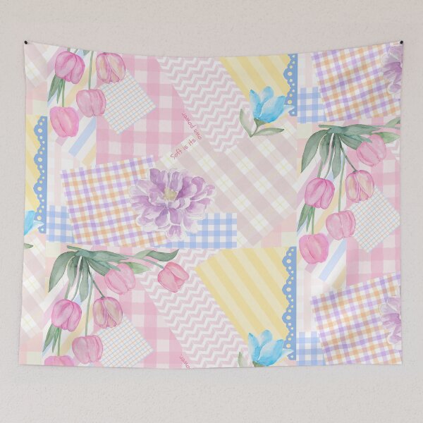 Item preview, Pastel Patchwork — Watercolor Floral Print designed and sold by Bottled Sunshine Studio.