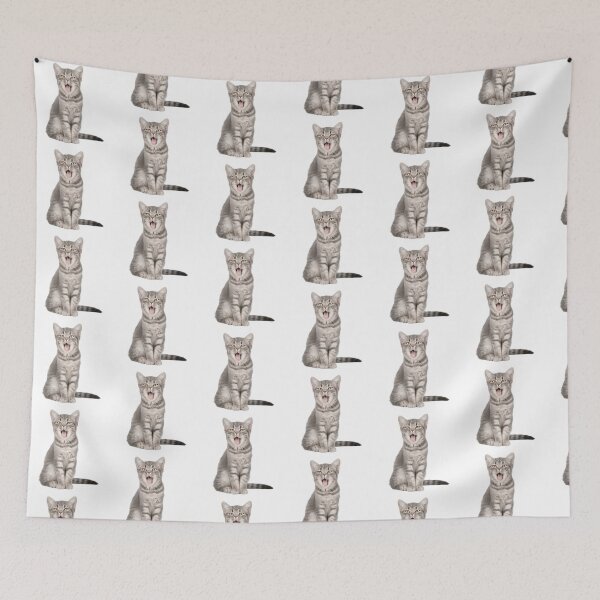Item preview, Yawning Gray Kitten Realistic Sticker designed and sold by KrisGraphic45.