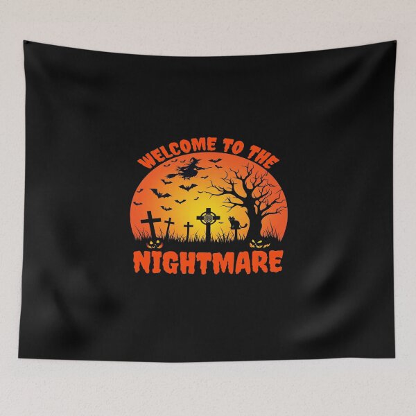 Item preview, Welcome to the Nightmare Spooky Halloween Art | Witch Bats Graveyard Moon Horror Aesthetic designed and sold by Bright Nest Studio.
