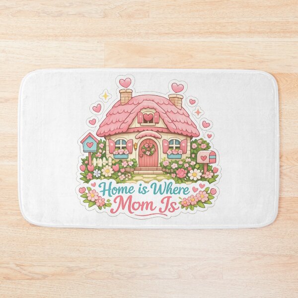 Item preview, Home is Where Mom Is Sticker — Mothers Day Gift Pink Cottage Floral Heart Cottagecore Cute Mom Appreciation Decal designed and sold by CosyCush.
