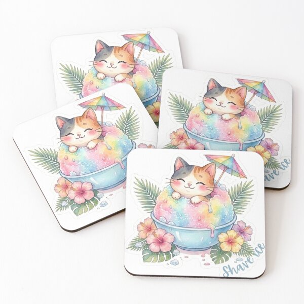 Item preview, Kawaii Cat Shave Ice - Rainbow Hawaiian Snow Cone designed and sold by LaniDigitalNook.