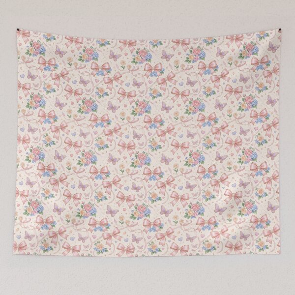 Item preview, Seamless Coquette Pastel Pattern Cute Bows Hearts Floral Kawaii Aesthetic designed and sold by PodiShop.
