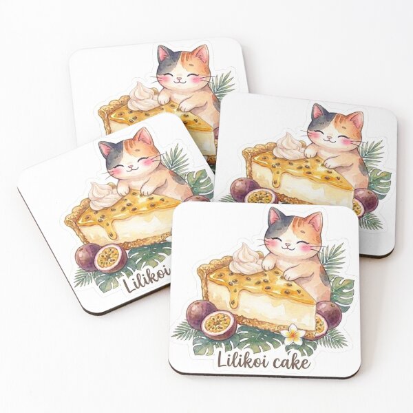 Item preview, Kawaii Cat & Lilikoi Cake - Passion Fruit Hawaiian Dessert designed and sold by LaniDigitalNook.