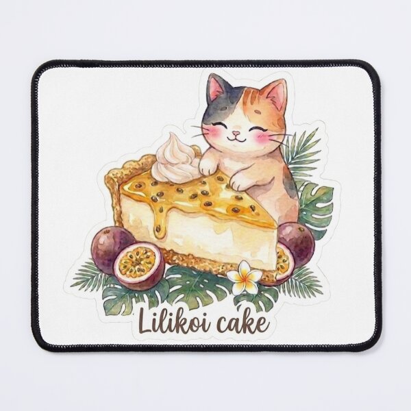 Item preview, Kawaii Cat & Lilikoi Cake - Passion Fruit Hawaiian Dessert designed and sold by LaniDigitalNook.