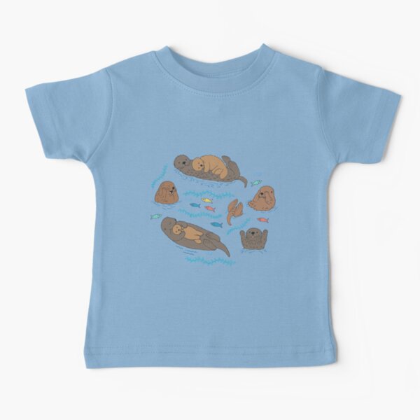 Sea Otters - cute animal pattern by Cecca Designs Baby T-Shirt