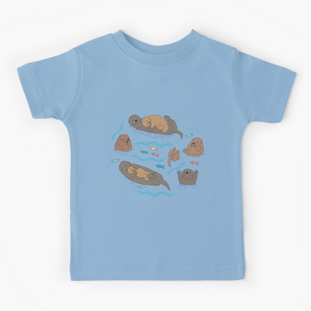 Sea Otters - cute animal pattern by Cecca Designs Kids T-Shirt