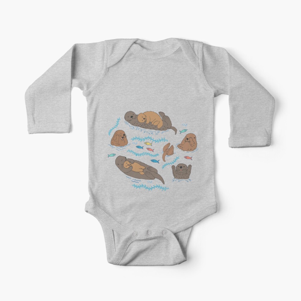Sea Otters - cute animal pattern by Cecca Designs Baby One-Piece