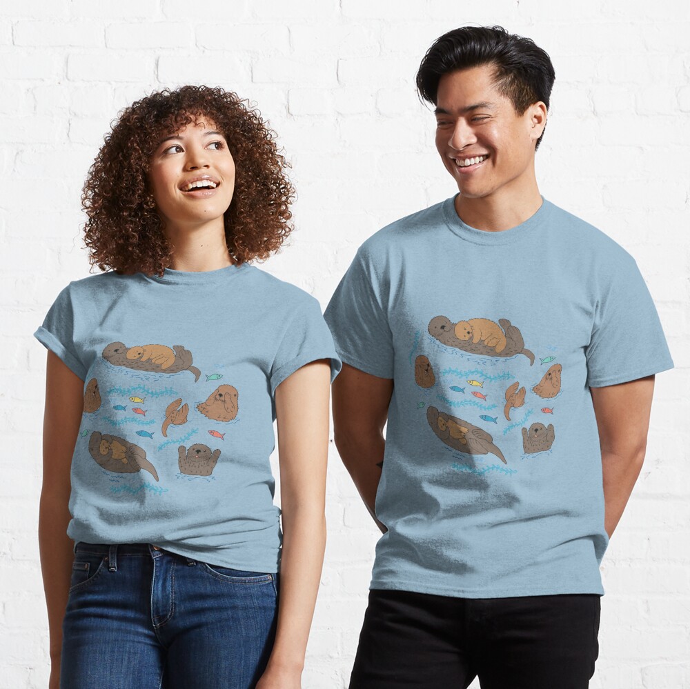 Sea Otters - cute animal pattern by Cecca Designs Classic T-Shirt
