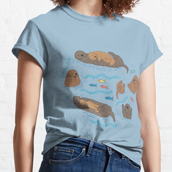 Sea Otters - cute animal pattern by Cecca Designs Classic T-Shirt