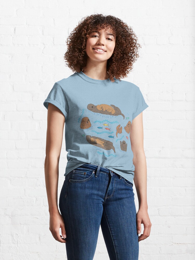Alternate view of Sea Otters - cute animal pattern by Cecca Designs Classic T-Shirt