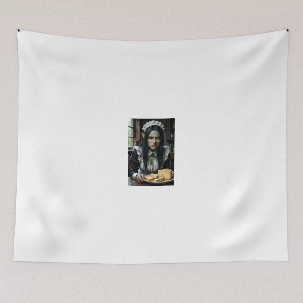 Item preview, Green Skin Orc Maid with Cheese Plate designed and sold by CathryneDelamort.