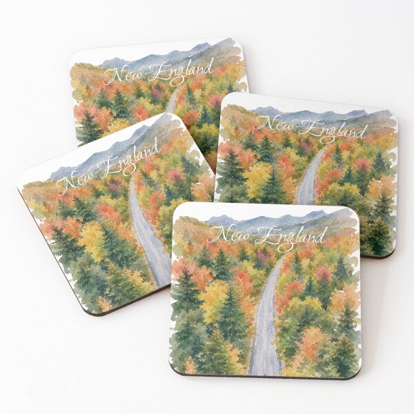 Item preview, New England Autumn Road Aerial Watercolor Art Print designed and sold by GASCE Studio.