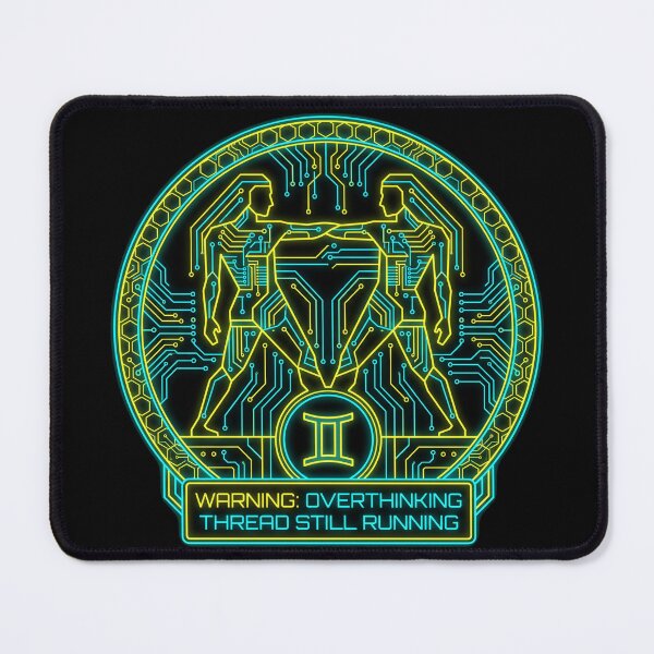 Item preview, Gemini Cyberpunk Zodiac Warning Overthinking Funny Astrology Design designed and sold by StillWildink.