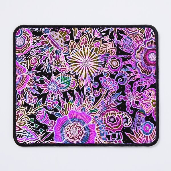 Item preview, NAMMU: Midnight Neon - Electric Maximalist Hand-Drawn Floral Art designed and sold by Bloom Theory.