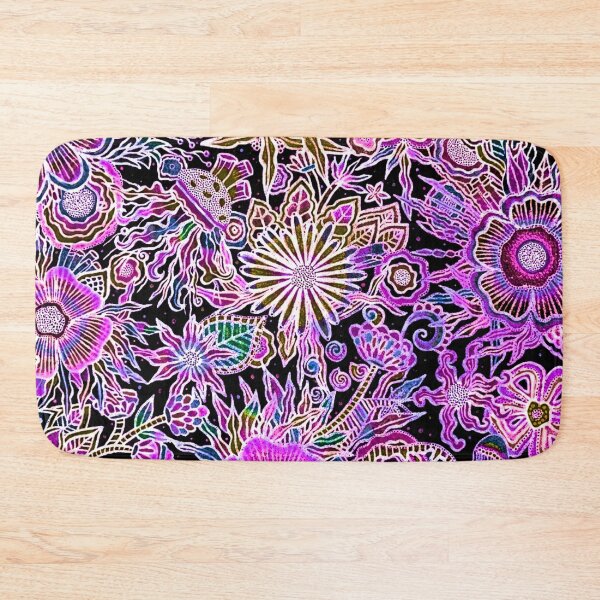 Item preview, NAMMU: Midnight Neon - Electric Maximalist Hand-Drawn Floral Art designed and sold by Bloom Theory.