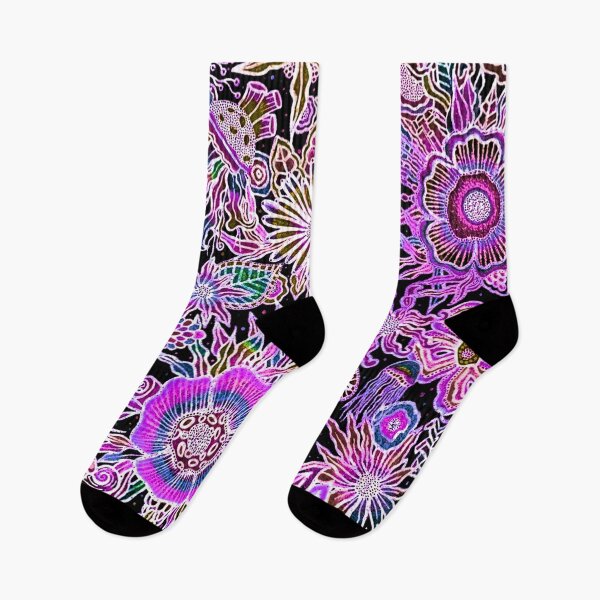 Item preview, NAMMU: Midnight Neon - Electric Maximalist Hand-Drawn Floral Art designed and sold by Bloom Theory.