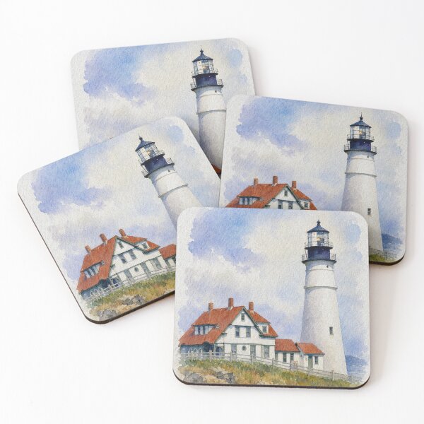Item preview, Portland Head Light Maine Lighthouse Watercolor Print designed and sold by GASCE Studio.