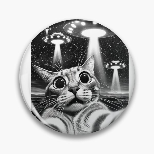 Item preview, Cat UFO  Funny Invasion Meme Retro Alien Cat UFO Selfie T-Shirt designed and sold by SubStudio97.