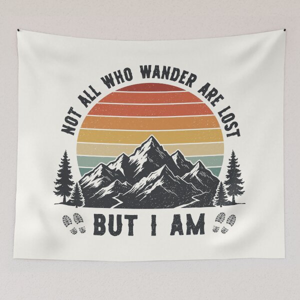 Item preview, Funny Not All Who Wander Are Lost But I Am Vintage Hiking Mountain designed and sold by RareBunny.
