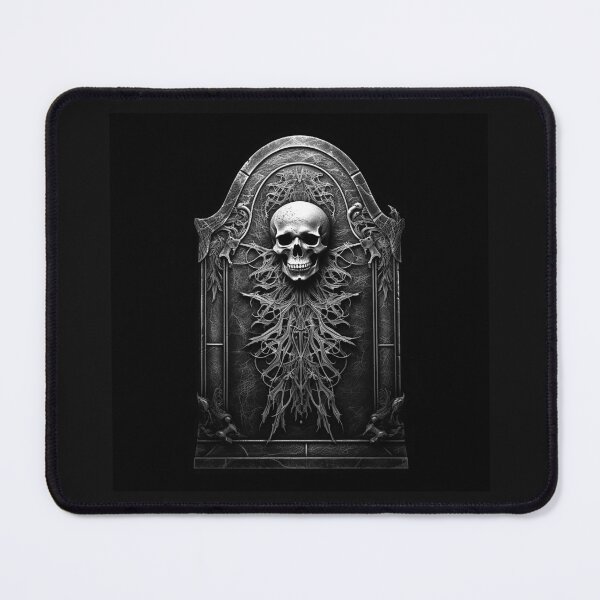 Item preview, Gothic Skull Tombstone Illustration | Black and White Dark Graveyard Art designed and sold by inkoutninja.