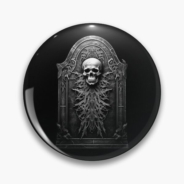 Item preview, Gothic Skull Tombstone Illustration | Black and White Dark Graveyard Art designed and sold by inkoutninja.
